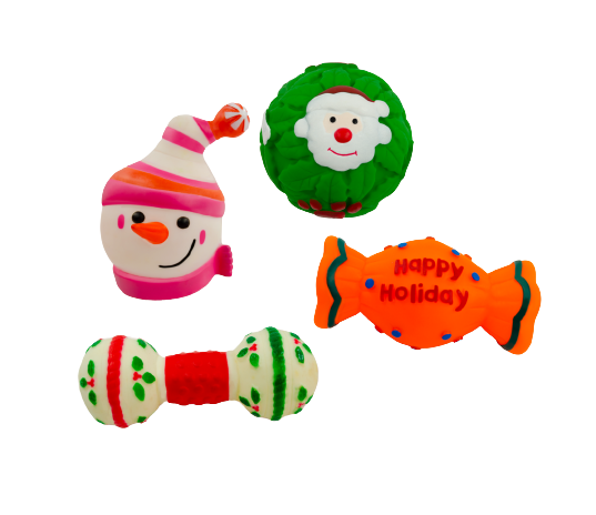 TINNY CHUMS SET DE VINIL NAVIDAD 4PCS C/SONIDO TIPO SQUEAKY BY SHARPAW SP-3437