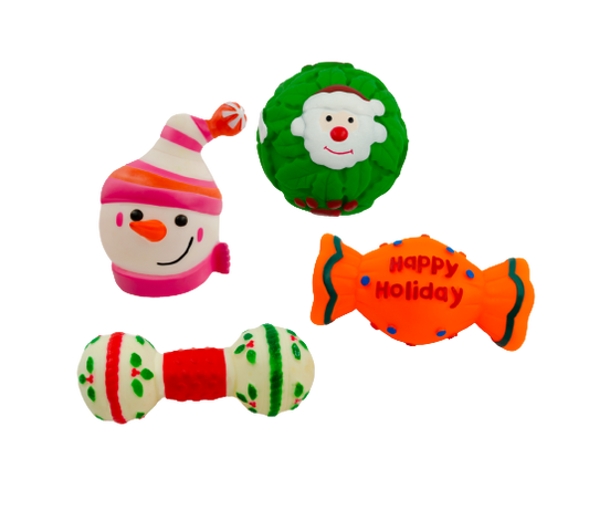 TINNY CHUMS SET DE VINIL NAVIDAD 4PCS C/SONIDO TIPO SQUEAKY BY SHARPAW SP-3437