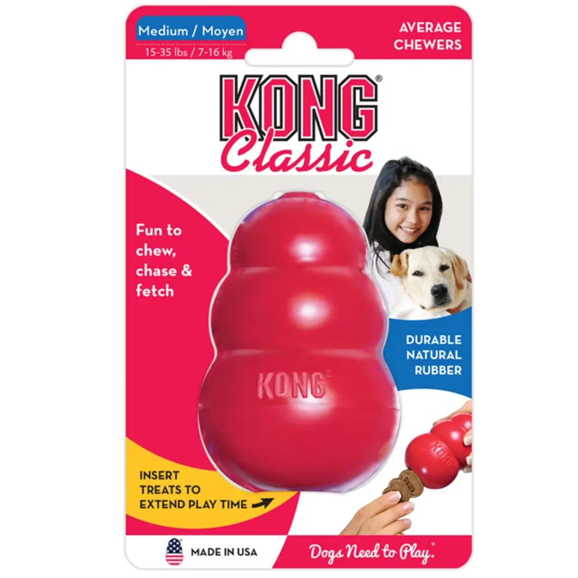 Juguete Mordedera Kong Classic De Goma Rojo Para Perros