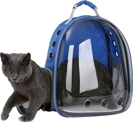 MOCHILA TRANSPORTADORA CON RESPIRADORES TRANSPARENTE PARA GATOS Y PERROS MASCOTAS