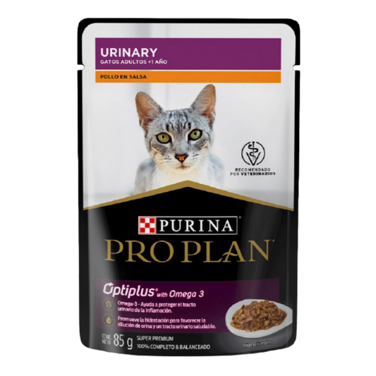 ALIMENTO HÚMEDO EN SOBRE PURINA PRO PLAN URINARY PARA GATOS ADULTOS RECETA POLLO EN SALSA 85 GR