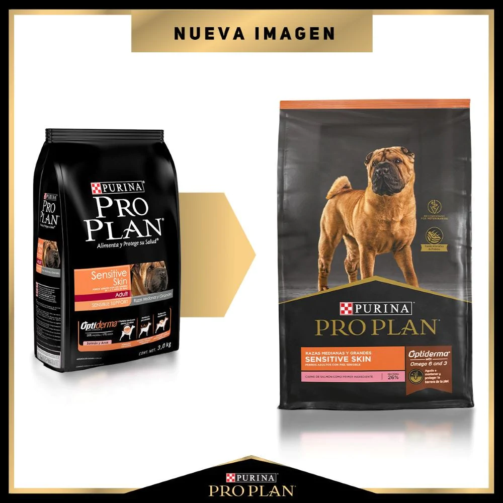 Alimento Pro Plan Sensitive Skin Para Perros Adultos De Razas Medianas Y Grandes Optiderma Con Carne De Salmón