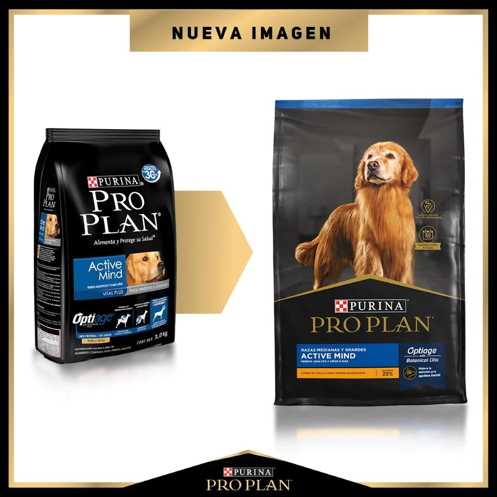 Alimento Pro Plan Active Mind Para Perros Seniors De Edad Avanzada Razas Medianas Y Grandes Optiage Con Carne De Pollo