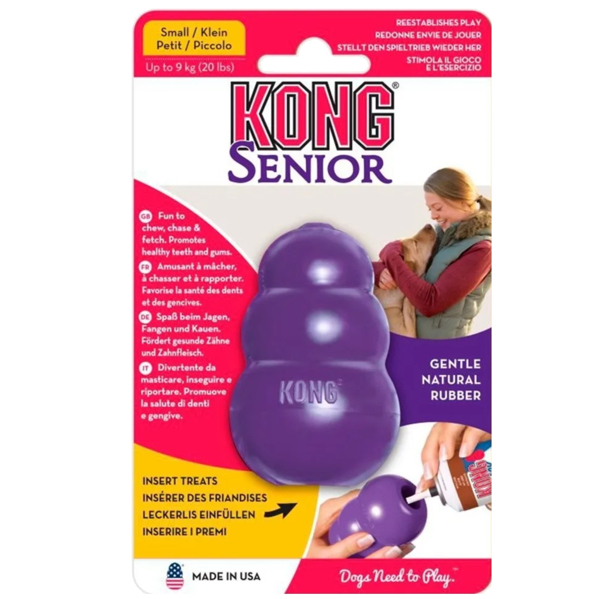 Juguete Mordedera Kong Caucho Rellenable Para Perros Senior Morado