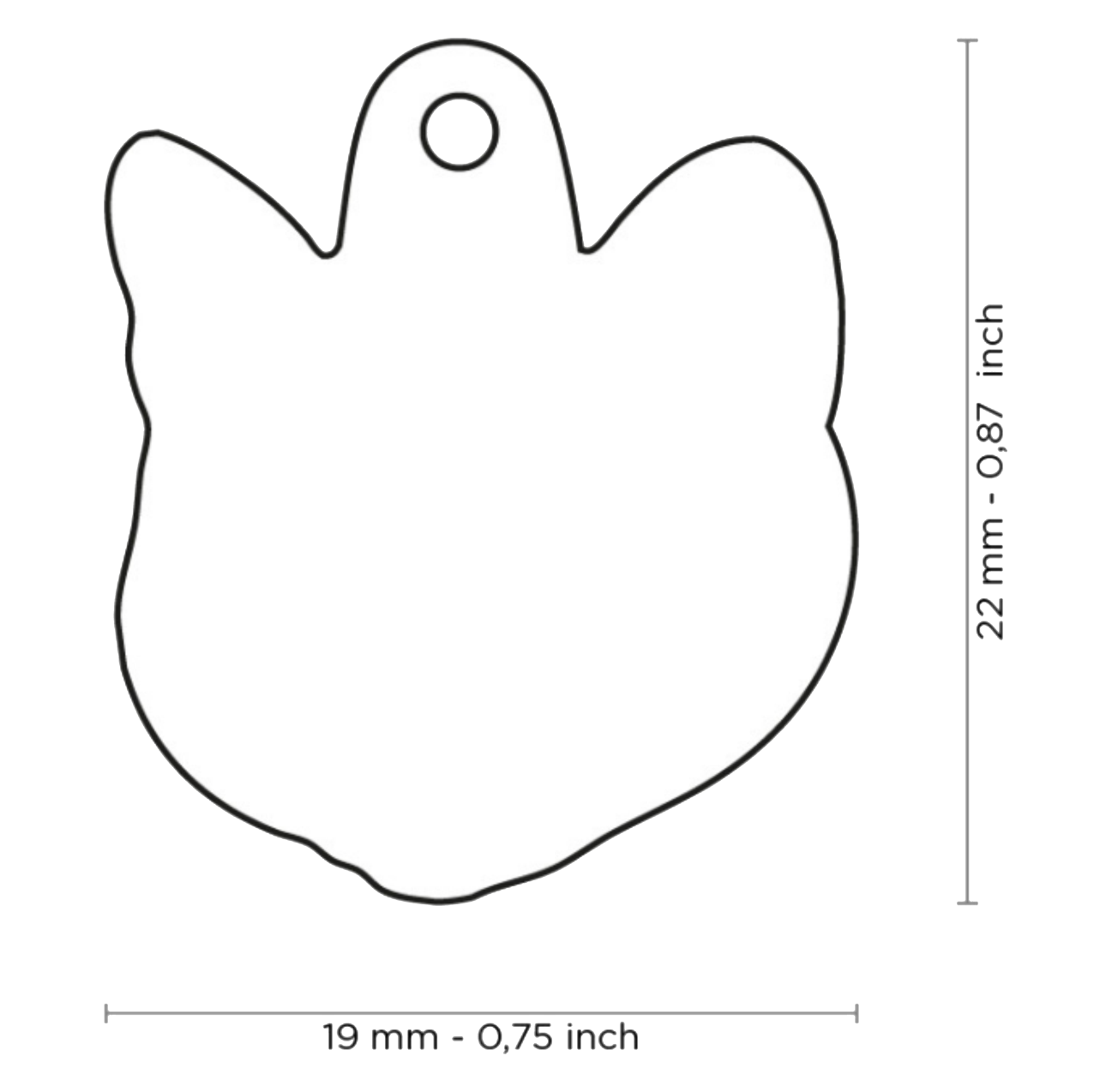 PLACA DE IDENTIFICACIÓN EN FORMA DE GATO CARTUJO, GRABADO INCLUIDO