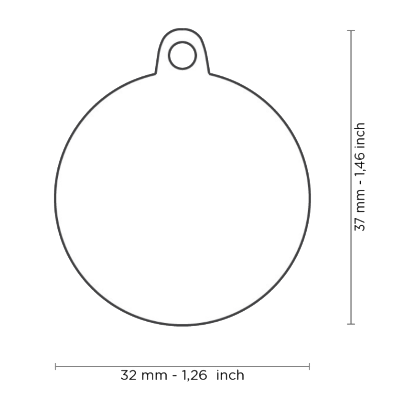 PLACA DE IDENTIFICACIÓN EN FORMA CIRCULAR "ROCK", GRABADO INCLUIDO