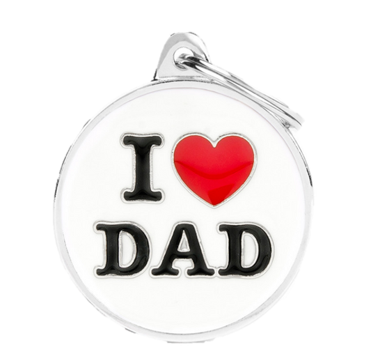 Placa De Identificación En Forma Circular "I Love Dad", Grabado Incluido